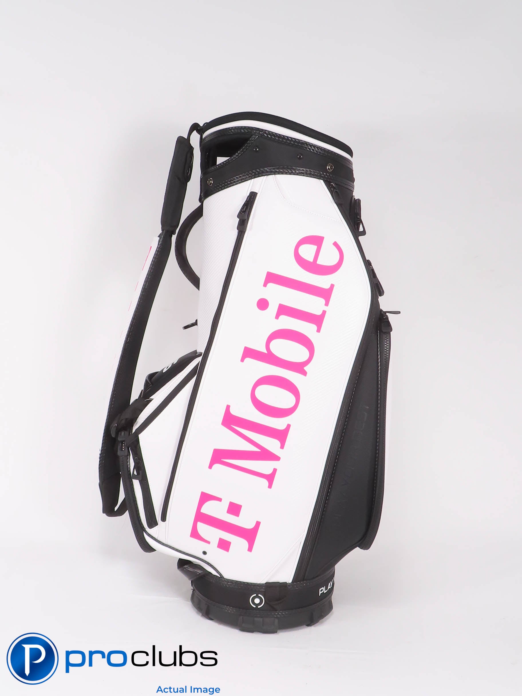 Nice Ping Tour Staff Golf Bag w/Rainhood - Black / White w/T-Mobile Logo 472454