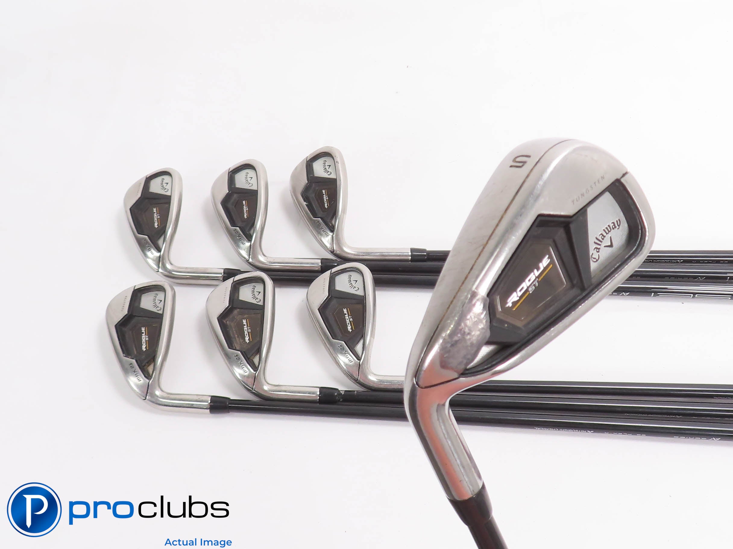 Left Handed Callaway ROGUE ST MAX OS 5-PW,AW IRON SET Regular Flex -1/2" 470036