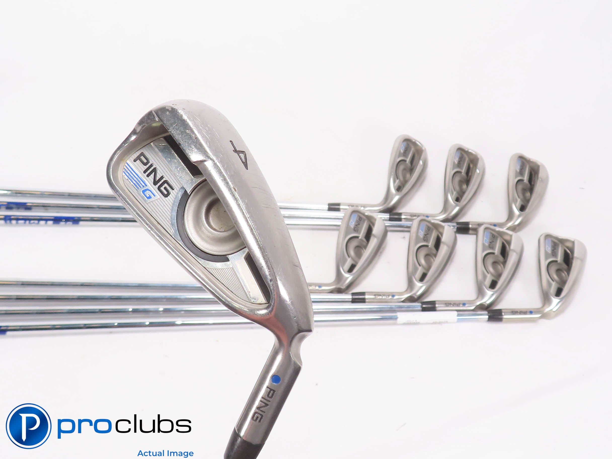 Ping G Series 4-PW,SW IRON SET Blue Dot - AWT 2.0 Stiff Flex Steel +1/2" 475041