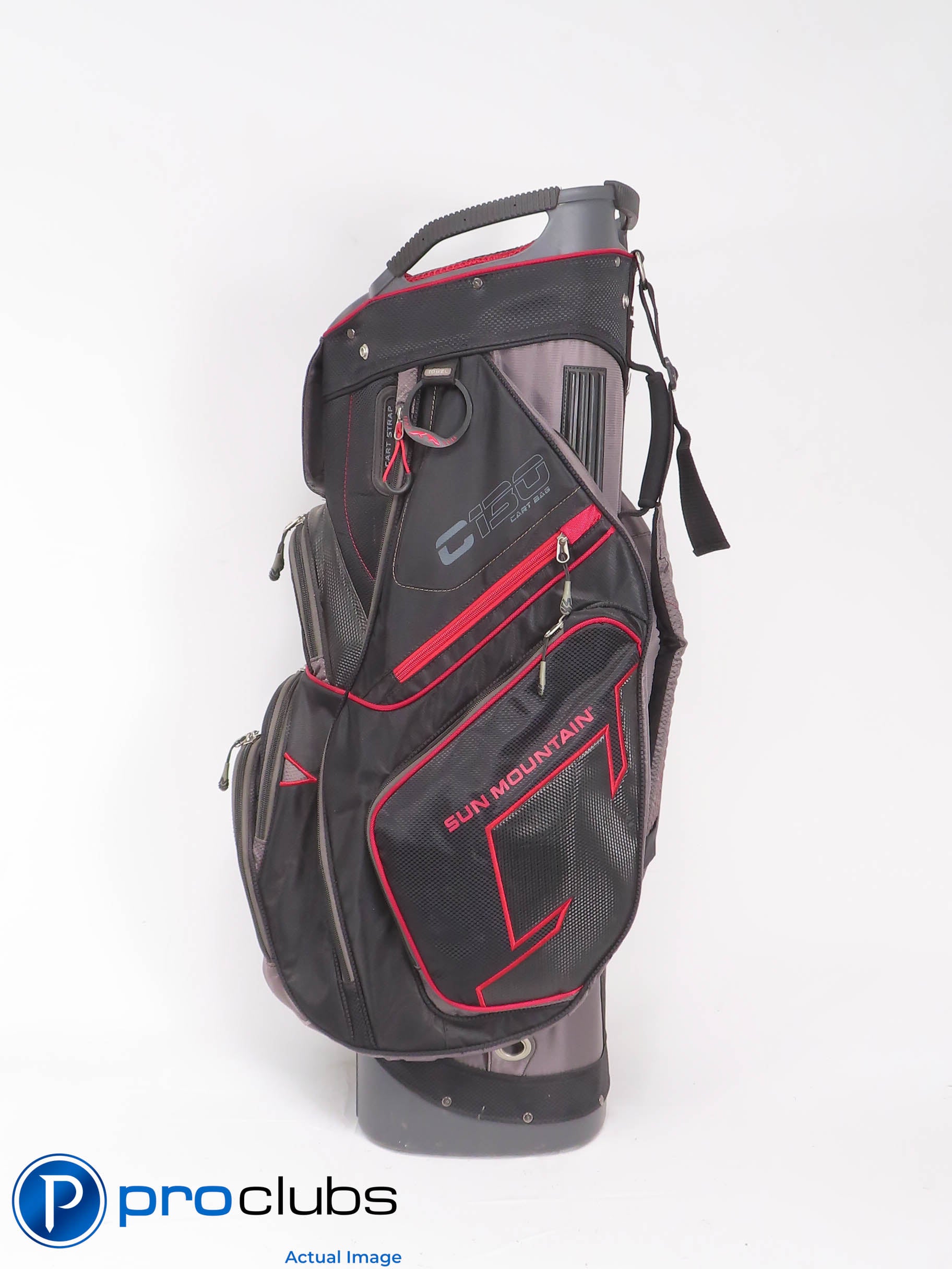 Sun Mountain C130 14-WAY Cart Golf Bag w/Rainhood - Black/Red 473964