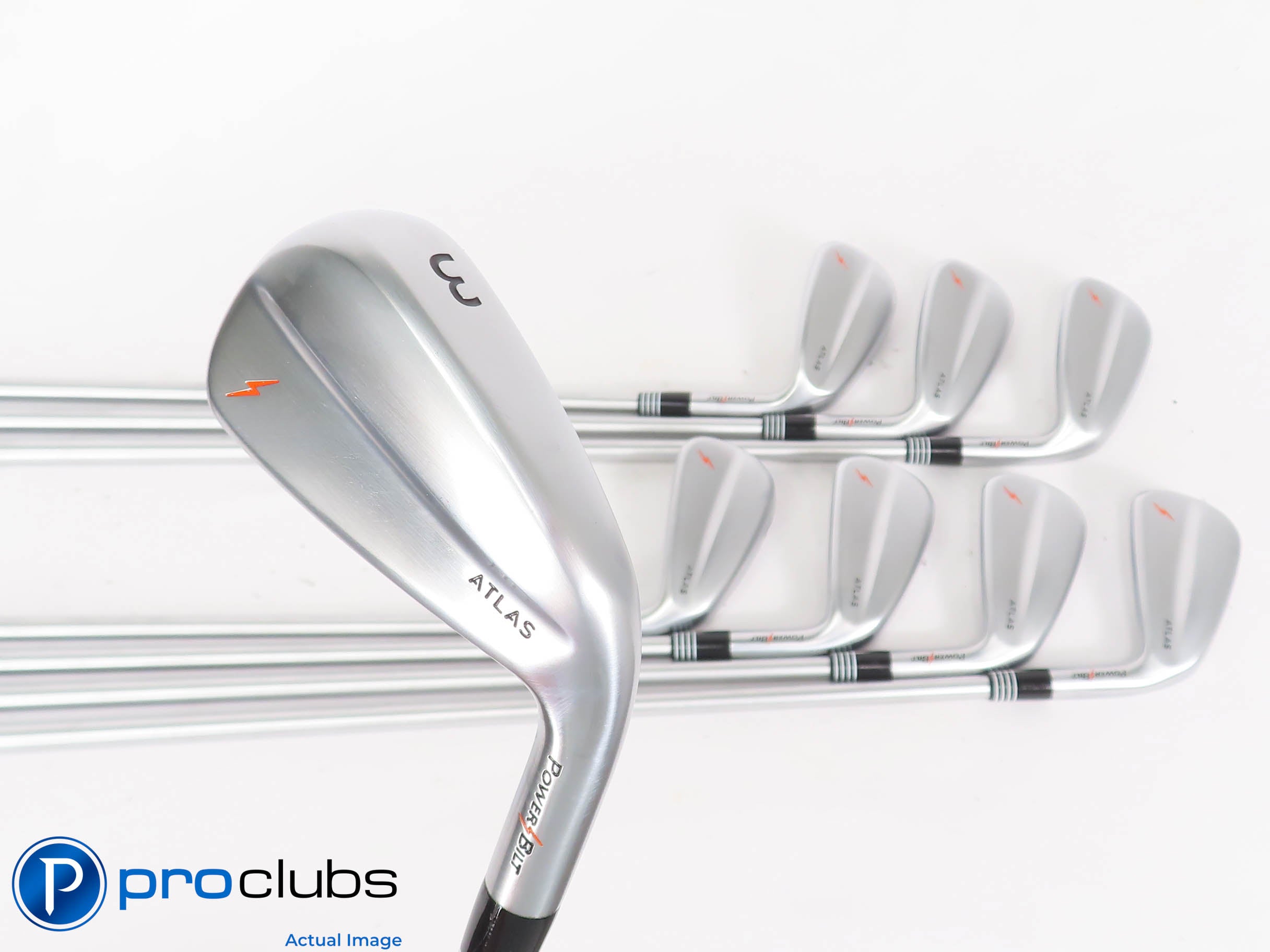 Nice POWER BILT Atlas PD 3-PW IRON SET - KBS CTaper Lite Stiff Flex +1/2" 448589