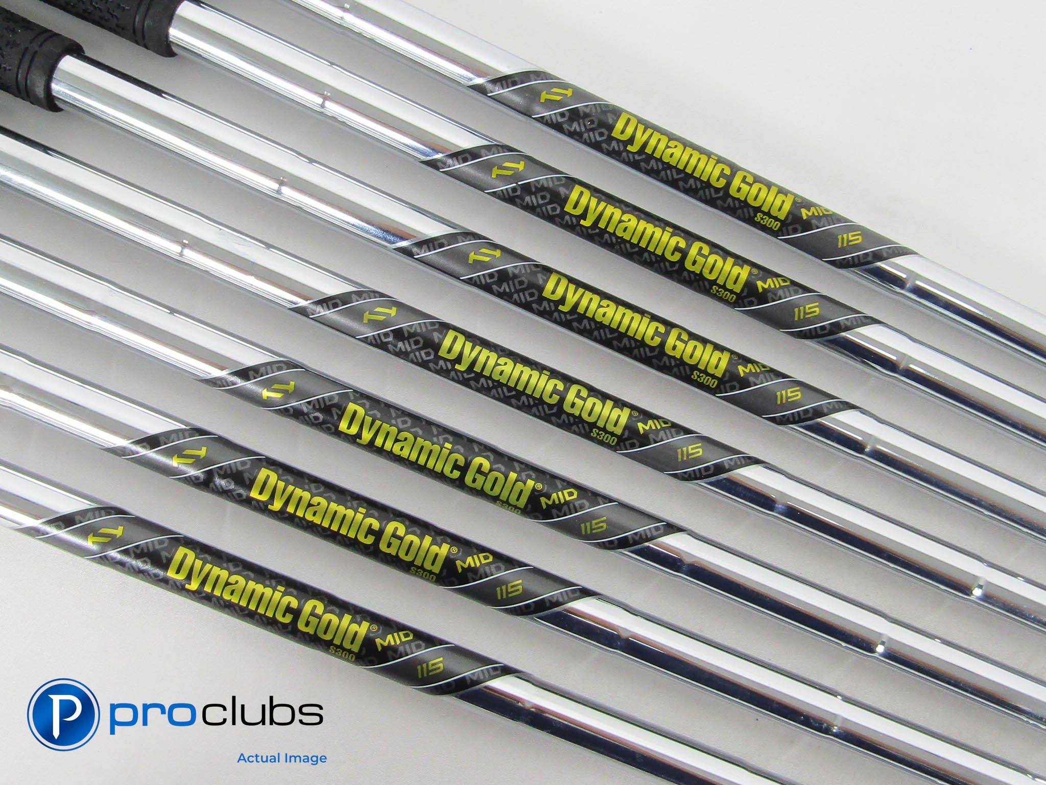 7pc Dynamic Gold MID 115 S300 Stiff Flex Iron Shafts (5-PW, W) .355" Tip #451618